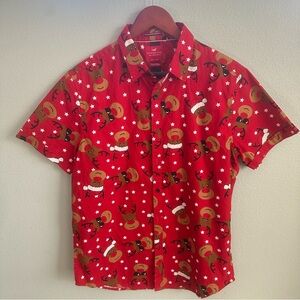 Red Reindeer Print Shirt